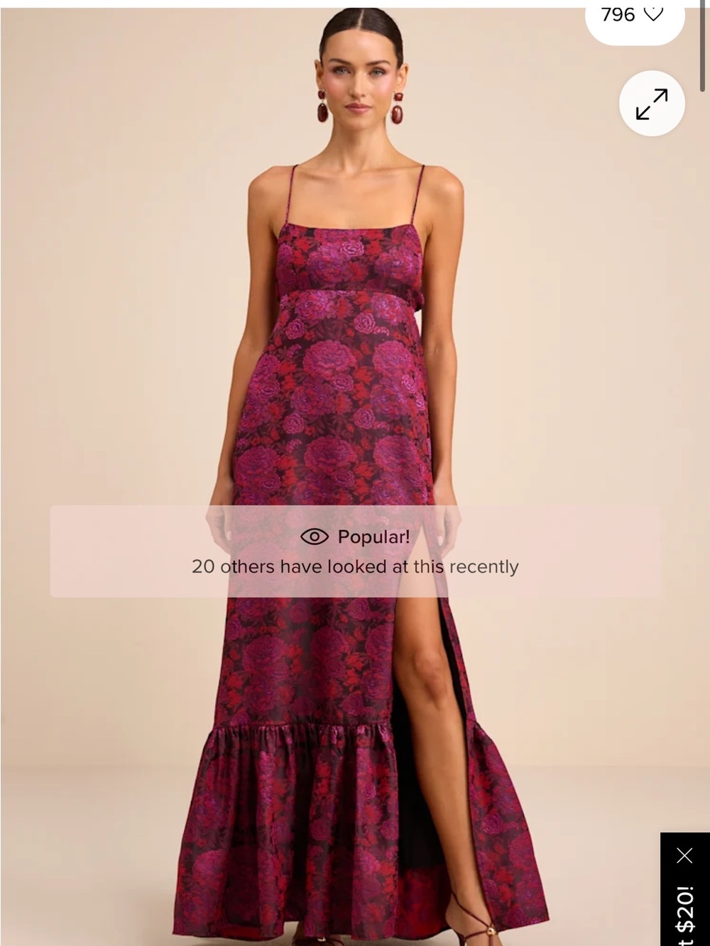 Lulu's Magenta & Berry Floral Slip Maxi Dress